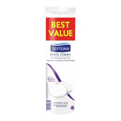 Septona Δίσκοι Ντεμακιγιάζ Στρογγυλά Με Ραμμένες Άκρες Best Value 100Τεμάχια