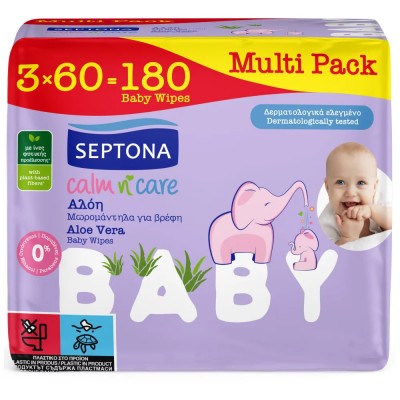 Septona Μωρομάντηλα Calm n' Care Αλόη 3x60Τεμάχια