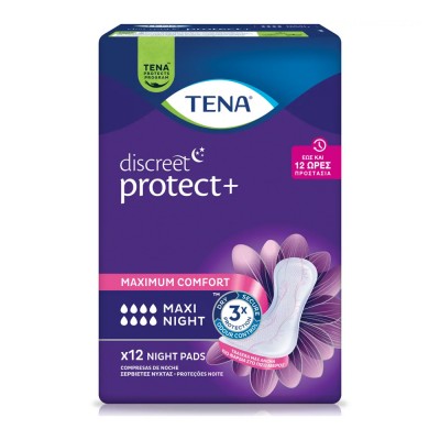 TENA Discreet Maxi Night Σερβιέτες Ακράτειας 12Τεμάχια