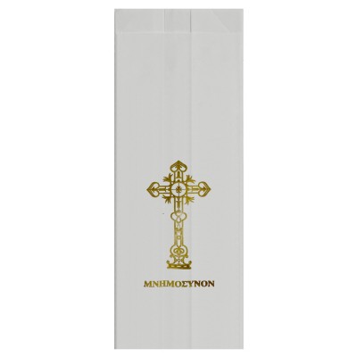 Σακουλάκι Μνημόσυνου Οπαλίνα 29x9.5cm με σχέδιο Σταυρό Μεγάλο