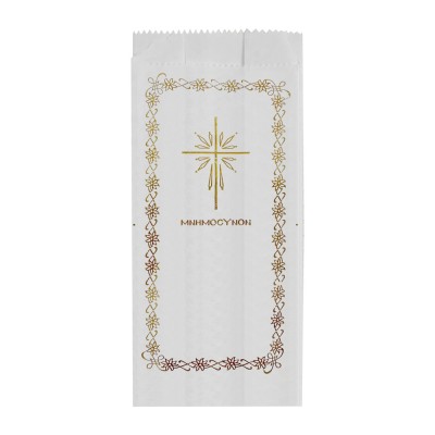 Σακουλάκι Μνημόσυνου Οπαλίνα 19x7.5cm με σχέδιο Σταυρό