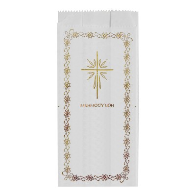 Σακουλάκι Μνημόσυνου Οπαλίνα 22x9.5cm με σχέδιο Σταυρό