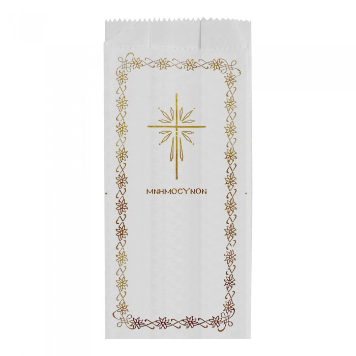 Σακουλάκι Μνημόσυνου Οπαλίνα 22x9.5cm με σχέδιο Σταυρό