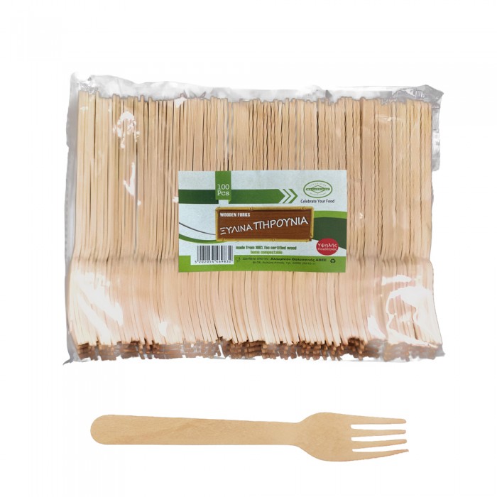 Ξύλινα Πηρούνια 100 Τεμάχια Θαλασσινός