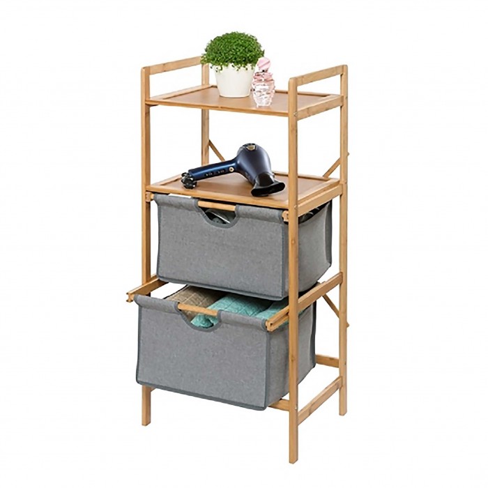 Έπιπλο μπάνιου Bahari με 2 συρτάρια bamboo/γκρι, WENKO 622121121