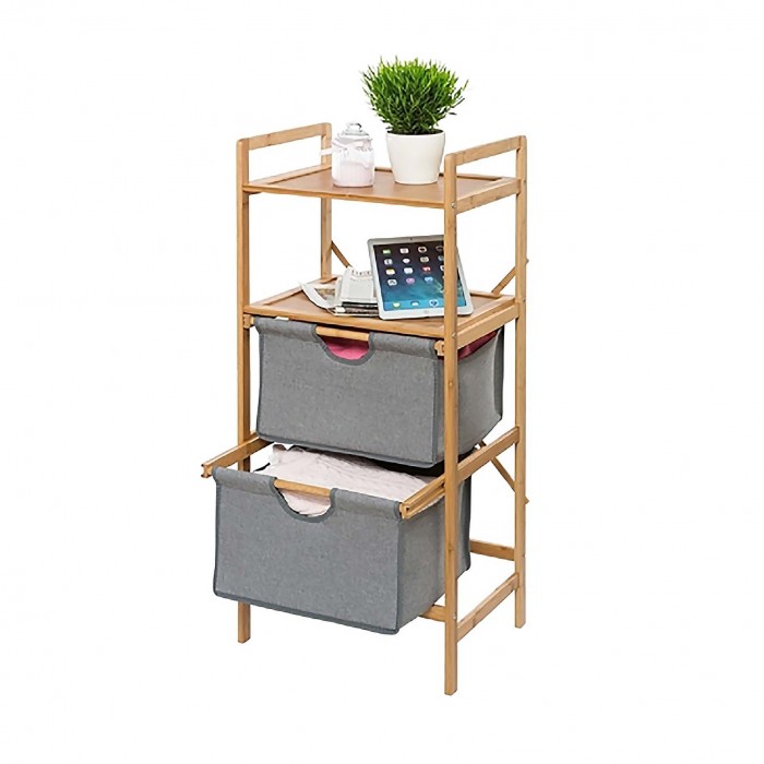 Έπιπλο μπάνιου Bahari με 2 συρτάρια bamboo/γκρι, WENKO 622121121