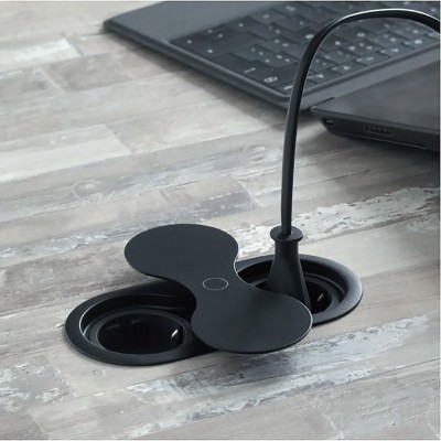 Πρίζα Eight SFL Μαύρη ανοιγόμενη περιστρεφόμενη 2 Sockets 0244-0001