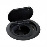 Πρίζα Ring SFL Μαύρη ανοιγόμενη 1 Socket + 1 USB (Το φις του καλωδίου διατίθεται ξεχωριστά) 0244-0021