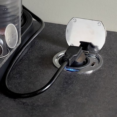 Πρίζα Disc SFL με Μεταλλικό Κάλυμμα Νίκελ ανοιγόμενη 1 Socket + 1 USB 0244-0025