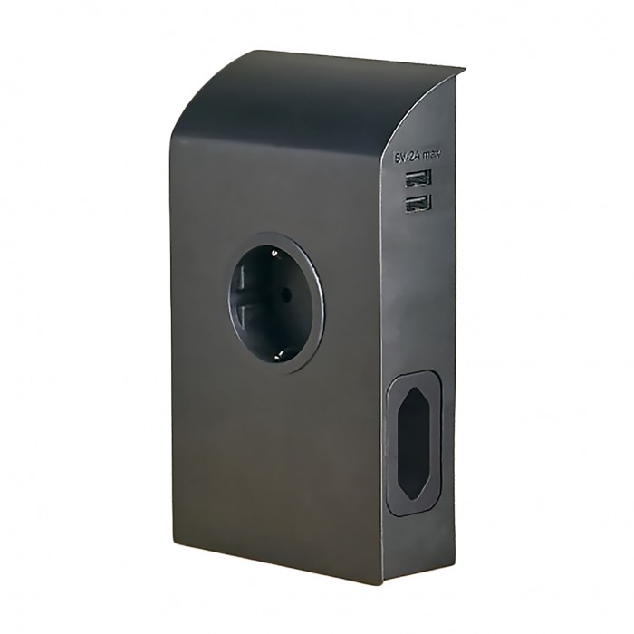 Πρίζα Born SFL Μαύρη επίπεδη 3 Sockets + 2 USB 0244-0041