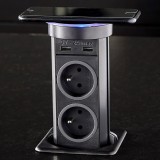 Πρίζα Automatick SFL Μαύρη αυτόματη ασύρματης φόρτισης QI + 2 Sockets + 2 USB 0244-0066