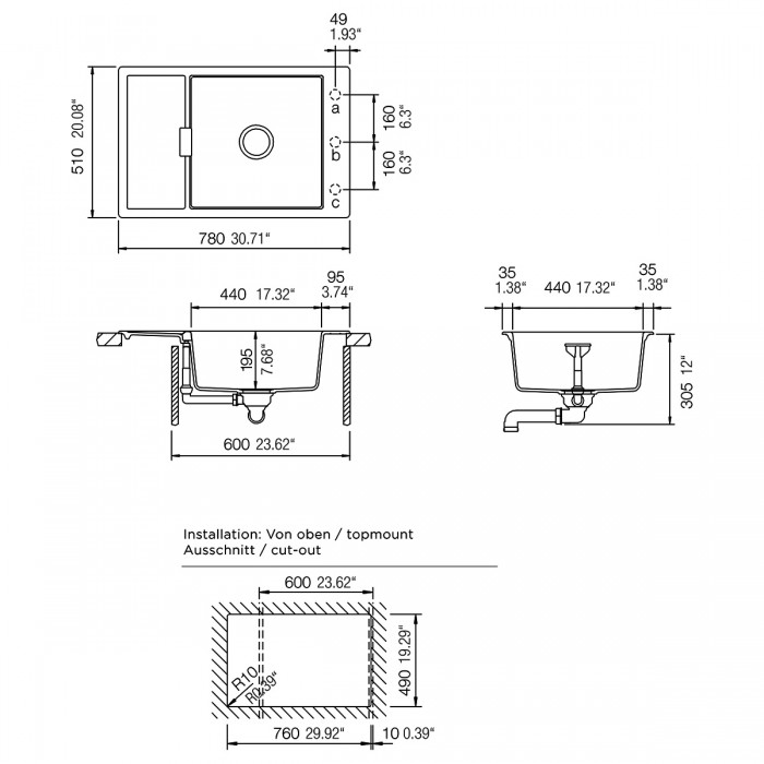 Νεροχύτες Schock Cristadur Mono 15180-1442 Silverstone (78X51cm) Ένθετος Germany