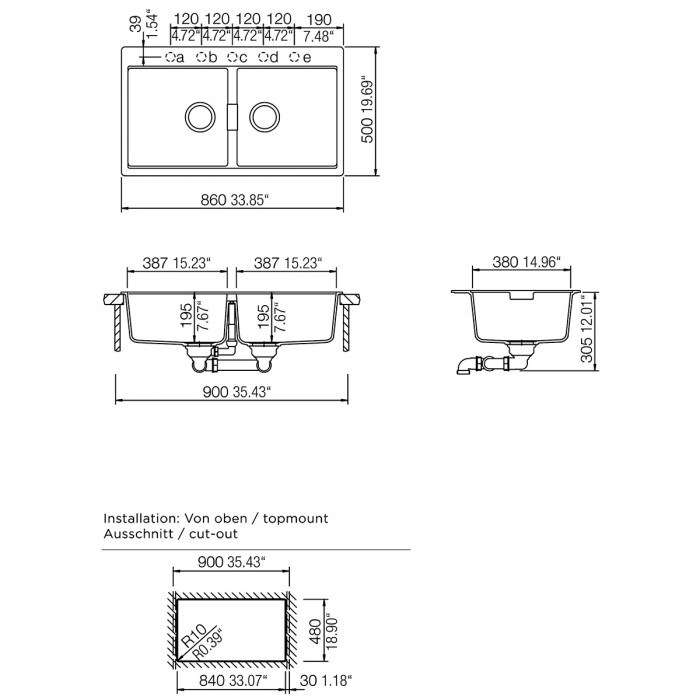 Νεροχύτες Schock Cristadur Mono 15295-1302 Polaris (86X50cm) Ένθετος Germany