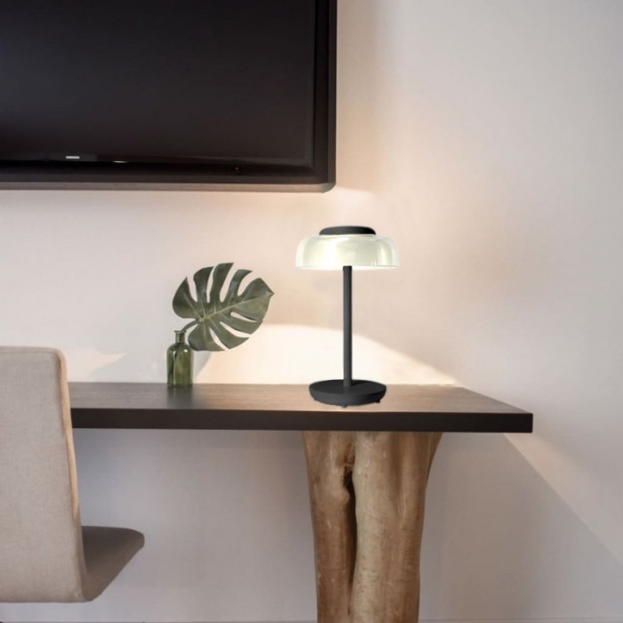 Επιτραπέζιο Πορτατίφ Led Επαναφορτιζόμενο 3.3W Ethra Μαύρο Ø164x300mm FosMe 17-00944-2