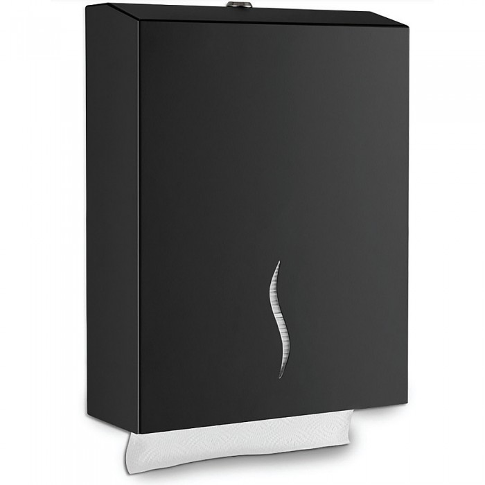 Θήκη χάρτινης χειροπετσέτας εως 400 τεμ. Tύπος Ζ Μαύρη Interflex 187362 με διαστάσεις 29x10x37cm