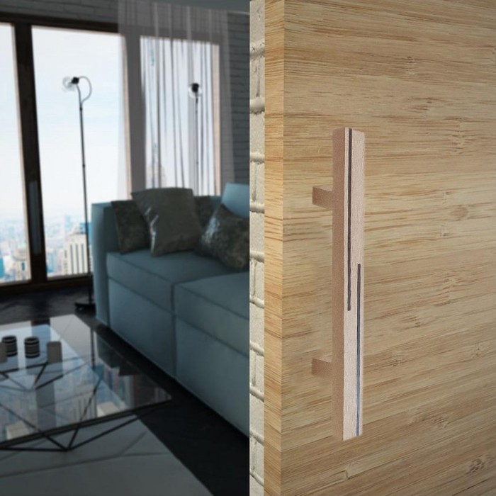 Ξύλινη Λαβή Εξώπορτας  Άβαφη απο Μασίφ Ξύλο Οξιάς Γερμανίας με Μαύρη Διακοσμητική Ρίγα σε 5 διαστάσεις σειρά 982