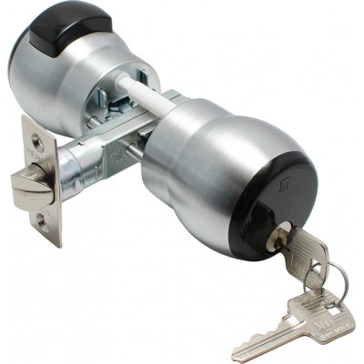 Κλειδαριά πόμολου για Ξύλινη Πόρτα Εισόδου και Γραφείου με Κλειδί έξω - Μπουτόν μέσα Meroni Nova N14 NA Αλουμίνιο Ματ