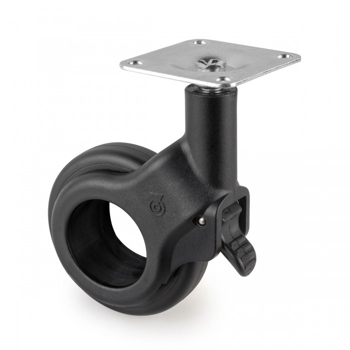 Ρόδες επίπλου για απαλή και αθόρυβη ολίσθηση με πλάκα στήριξης, Ø 50 mm, Ατσάλι και πλαστικό, μαύρο, 4 τεμ 2041414