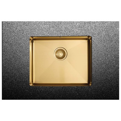 Ανοξείδωτος νεροχύτης Fortinox Squadro PVD 28054-211 (54x44) Λείος Gold Brushed PVD