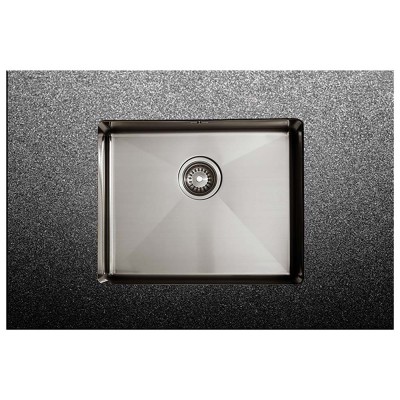 Ανοξείδωτος νεροχύτης Fortinox Squadro PVD 28054-411 (54x44) Λείος Black Brushed PVD