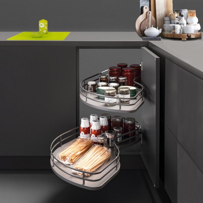 Μηχανισμός κουζίνας για τυφλό ντουλάπι φασόλι Opera Fly Με Φρένο για Πόρτα 45εκ σε χρώμα Ανθρακί για Δεξί Τυφλό και Αριστερό Άνοιγμα -L-