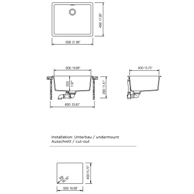 Νεροχύτες Schock Cristalite Manhattan 30060U-1421 Asphalt (55.6X45.6cm) Ένθετος & Υποκαθήμενος Germany