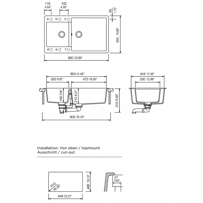 Νεροχύτες Schock Cristalite Element 31290-1451 Concrete Beton (86X50cm) Ένθετος Germany