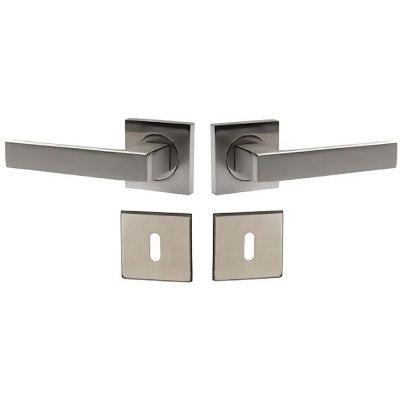 Πόμολα πόρτας Ζεύγος (2τεμάχια) χειρολαβή με ροζέτα Import Hellas 52081 Νίκελ Ματ