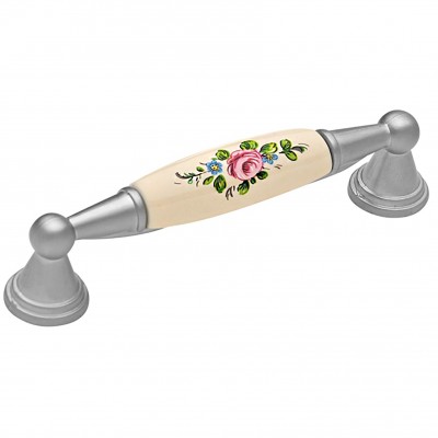 Λαβές επίπλων Roline 520-96/120 Νίκελ Σατινέ με Ροζ Άνθος