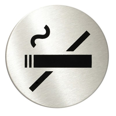 Ένδειξη (Μη Καπνίζοντες) σήμανση Αυτοκόλλητη στρογγυλή Σειρά 520 inox ματ με διάμετρο 80mm 