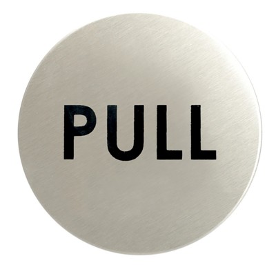 Ένδειξη (Pull) σήμανση Αυτοκόλλητη στρογγυλή Σειρά 520 inox ματ με διάμετρο 80mm 