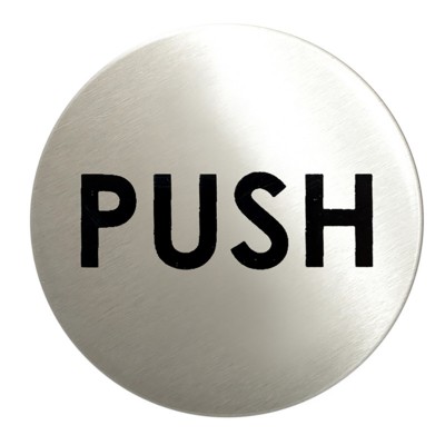 Ένδειξη (Push) σήμανση Αυτοκόλλητη στρογγυλή Σειρά 520 inox ματ με διάμετρο 80mm 