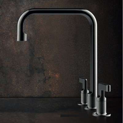 Μπαταρία Κουζίνας 3 Οπών Gessi Inciso 58701-707 Black Metal Brushed