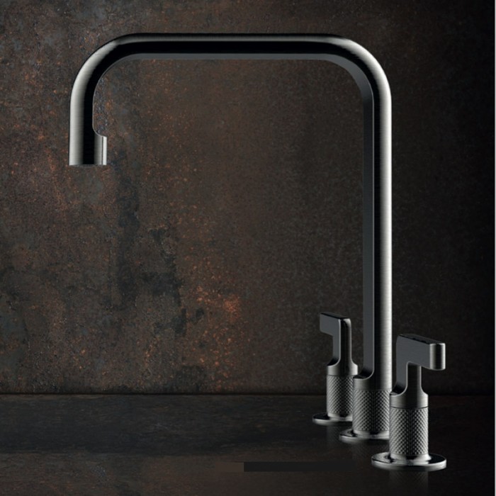 Μπαταρία Κουζίνας 3 Οπών Gessi Inciso 58701-707 Black Metal Brushed