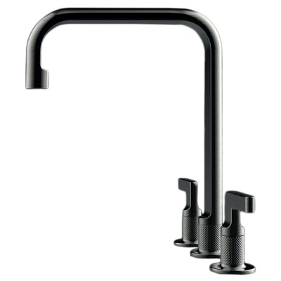 Μπαταρία Κουζίνας 3 Οπών Gessi Inciso 58701-707 Black Metal Brushed