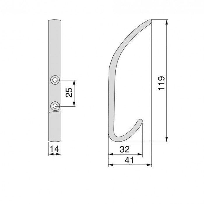 Κρεμάστρα ρούχων Αλουμινένια 119 x 14mm  Μαύρη Nelson Emuca 7200114