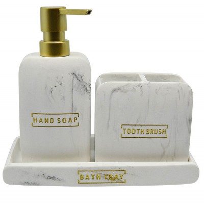  Επικαθήμενο Ντισπένσερ Πολυεστερικό Άσπρο Μάρμαρο με Χρυσό 7,8x6x18,3εκ.ANKOR 812943