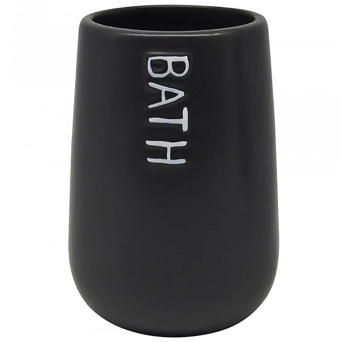 Ποτηροθήκη Κεραμική Μαύρη Bath 8,5x8,5x12εκ.ANKOR 819355