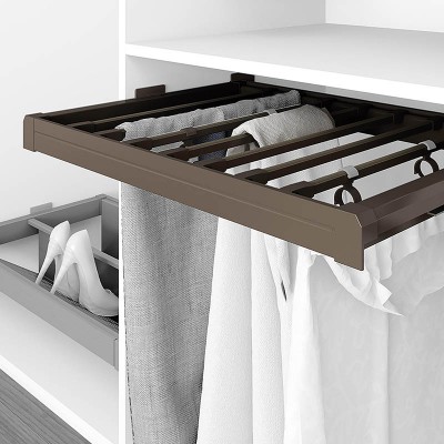 Κρεμάστρα Ντουλάπας Παντελονιών ρυθμιζόμενη με 7 μεταλλικούς Ράβδους για κουτί ντουλάπας 90cm σε Χρώμα Μόκα Emuca 7089213 