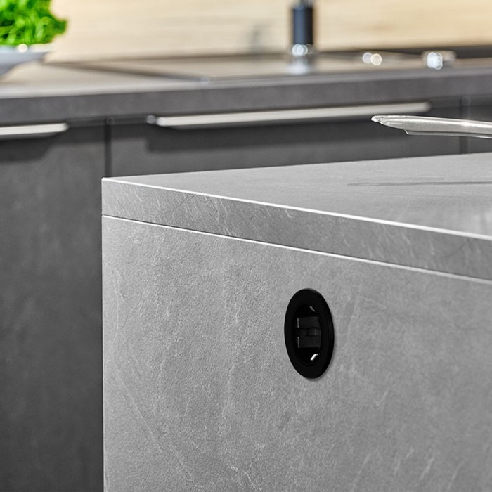 Πρίζα Επίπλων Χωνευτή Ø54mm Μαύρη Emuca 5048314