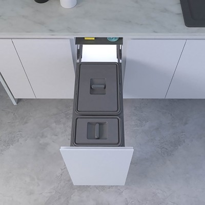 Πλαστικά Δοχεία απορριμμάτων συρόμενα No30 Ύψους 37.90cm πλατ.26.40cm βάθος 50.20cm (97LX/30-2AR) Qubika INOXA 0075-0720