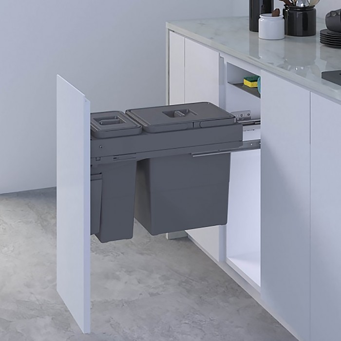 Πλαστικά Δοχεία απορριμμάτων συρόμενα No30 Ύψους 37.90cm πλατ.26.40cm βάθος 50.20cm (97LX/30-2AR) Qubika INOXA 0075-0720