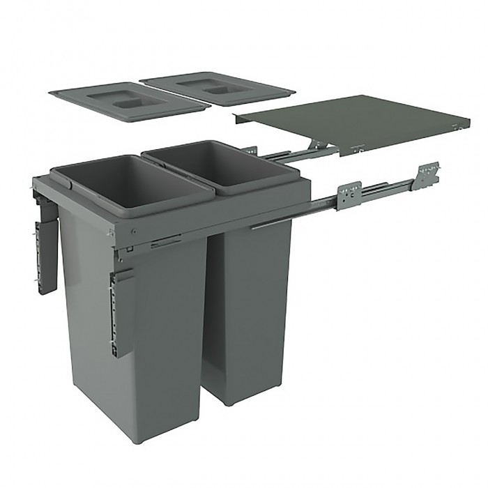 Δοχεία απορριμάτων συρόμενα No45 Ύψους 56.90cm πλατ.41.40cm βάθος 50.20cm (97LX/45-1AR) Qubika INOXA 0075-0723