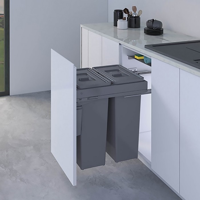 Δοχεία απορριμάτων συρόμενα No45 Ύψους 56.90cm πλατ.41.40cm βάθος 50.20cm (97LX/45-1AR) Qubika INOXA 0075-0723