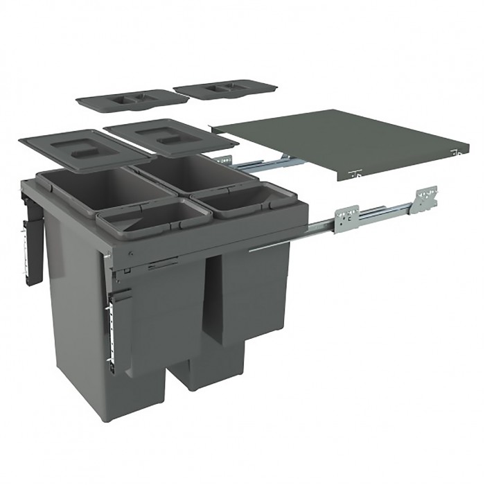 Πλαστικά Δοχεία απορριμμάτων συρόμενα No60 Ύψους 56.90cm πλατ.56.40cm βάθος 50.20cm (97LX/60-1AR) Qubika INOXA 0075-0726