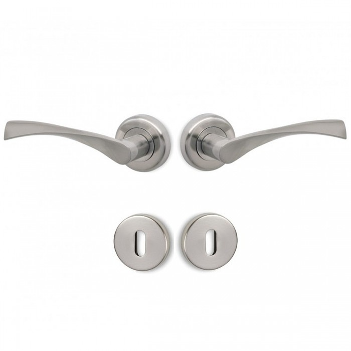 Πόμολα πόρτας Ζεύγος (2 Τεμάχια) Conset χειρολαβή με ροζέτα c805 σε Νίκελ Ματ