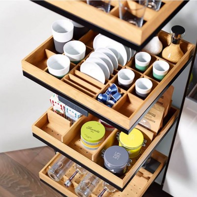 Τροφοθήκη 5 ραφιών με φρένο SoftStopPlus και SoftStopPro και επένδυση ξύλο δρύς KESSEBOHMER CONVOY LAVIDO 600mm x 2200mm