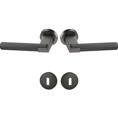 Πόμολα πόρτας Viobrass Ζεύγος (2τεμάχια) χειρολαβή με ροζέτα DORA σε Νίκελ Ματ/Άνθρακι