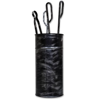 Εργαλεία Τζακιού με Στρογγυλό Κουβά Μ40090 σε Χρώμα Μαύρο Πατίνα Ασημί 39x18 cm