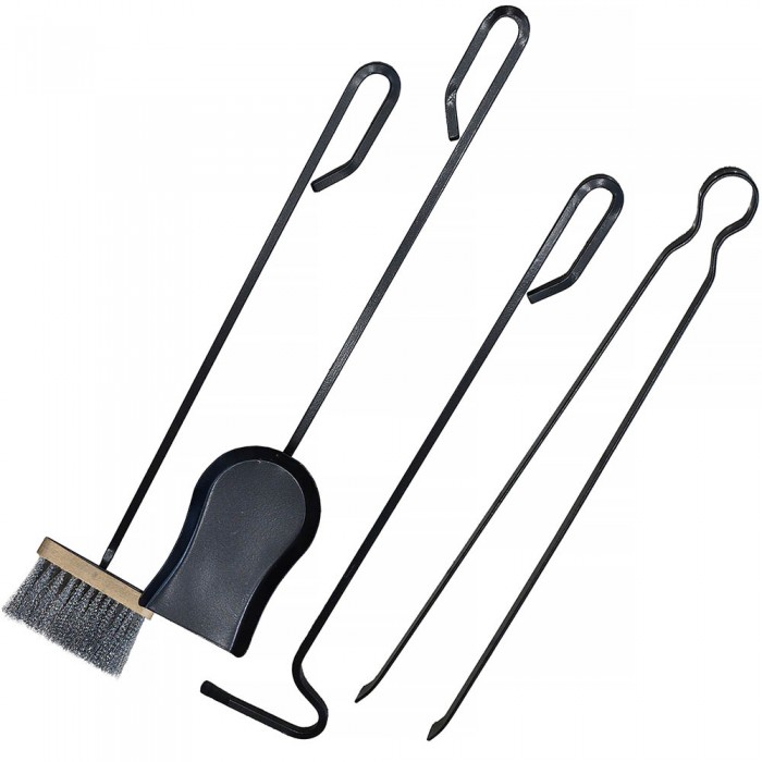 Εργαλεία Τζακιού με Στρογγυλό Κουβά Μ20090 σε Μαύρο Χρώμα 39x18 cm